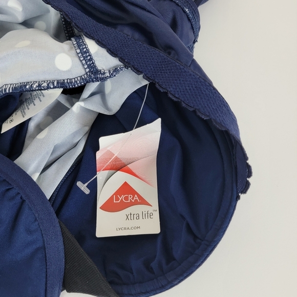 Lands' End Deep Sea Polka Dot V-Neck Wrap Underwire Tankini Swim Top Sz 12 NEW‎ - Picture 13 of 14